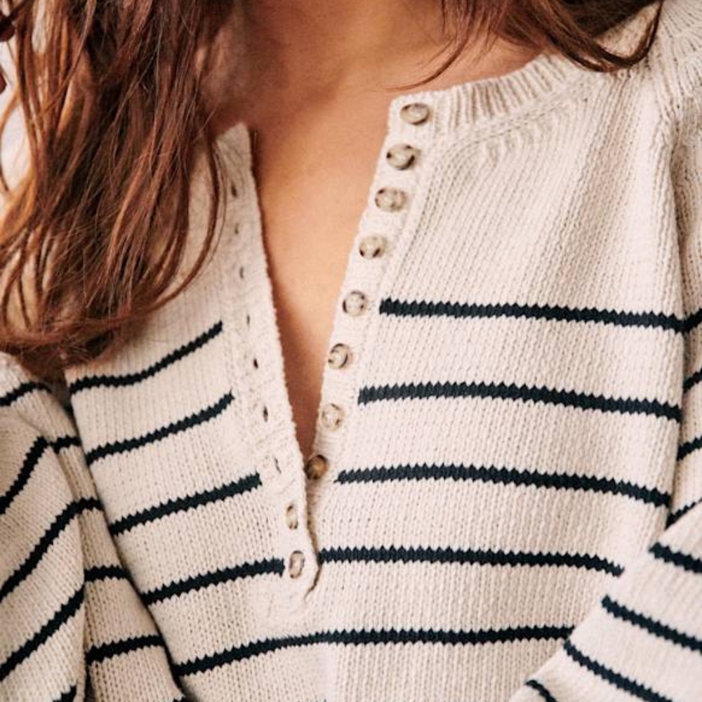 SEZANE LÉONTINE JUMPER  Ecru / Navy | Size M